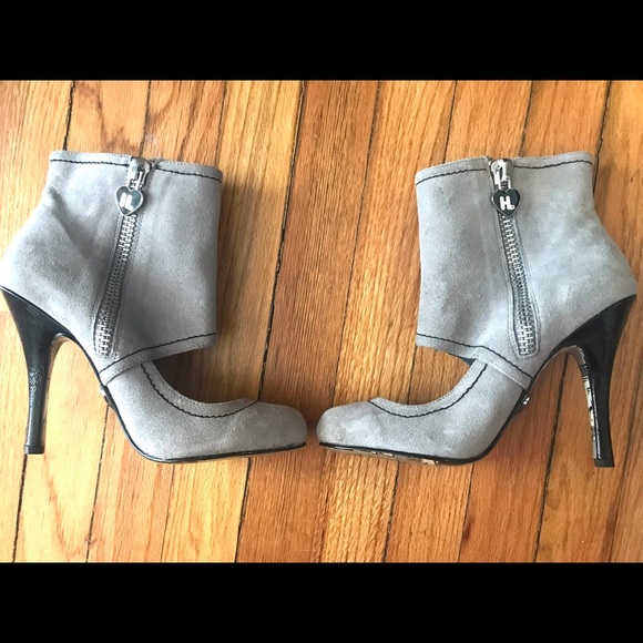 Harajuku Lovers Gwen Stefani Ankle Boots Open Cut Out Grey Gray Suede Leather 9 - Picture 4 of 16